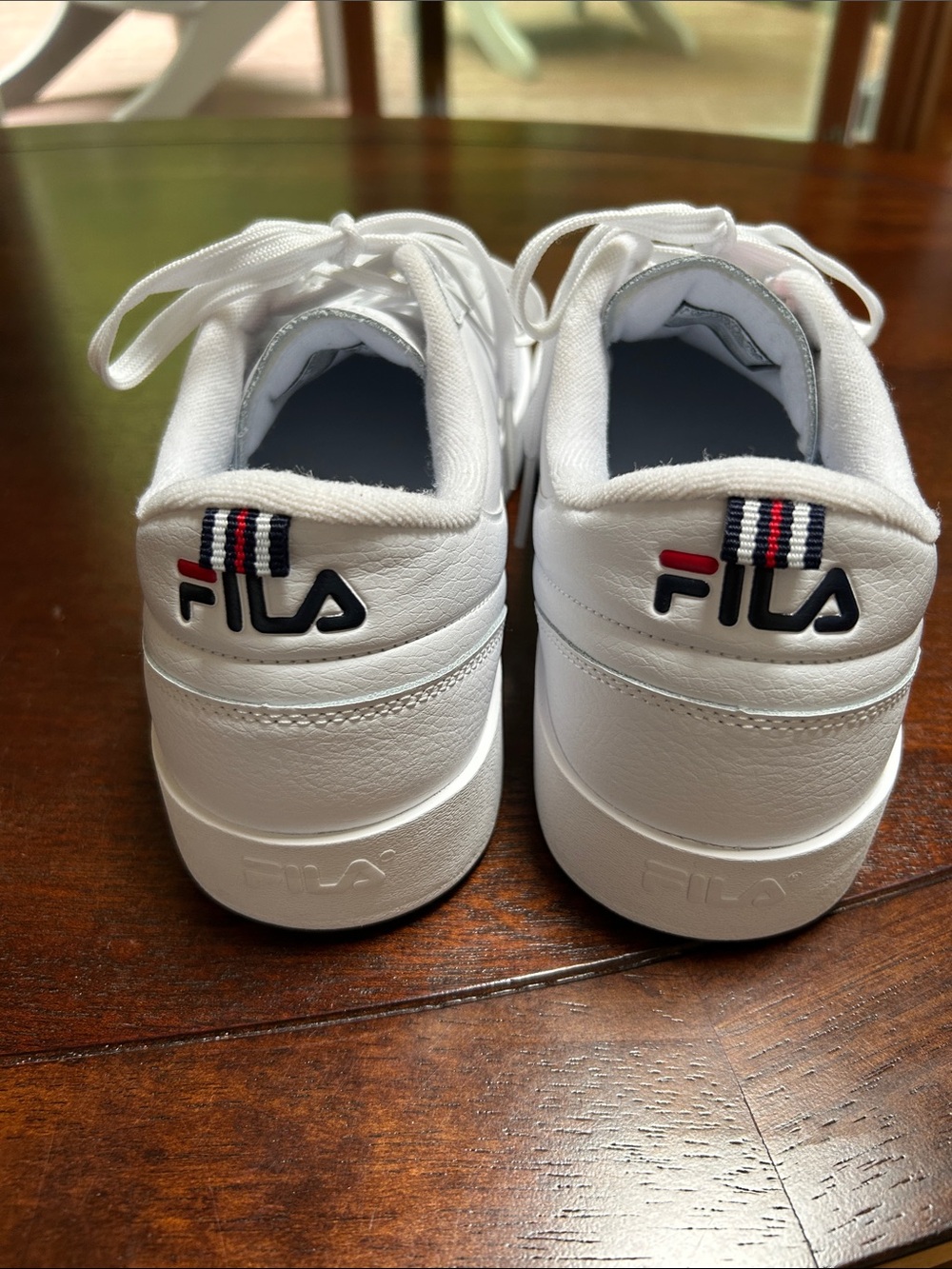 Fila White Low-Top Sneakers with Navy & Red Accents